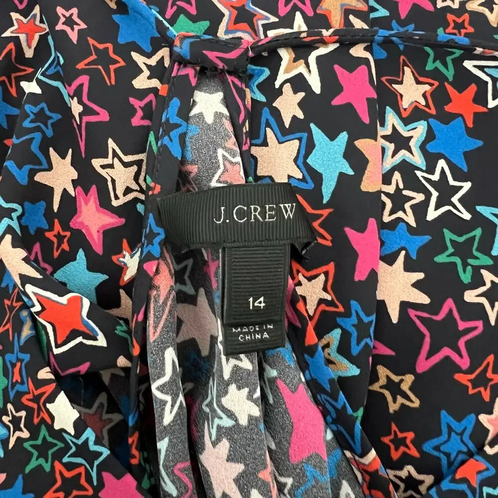 J Crew Carrie Cami Kaleidoscope Star Tank Top Y-back black H6568